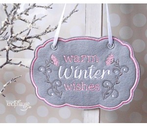 Stickdatei ITH - Türschild Warm Winter Wishes